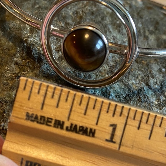 Sterling & Tiger’s Eye Vintage / Modern-Style Cuff Bracelet - Picture 3 of 6